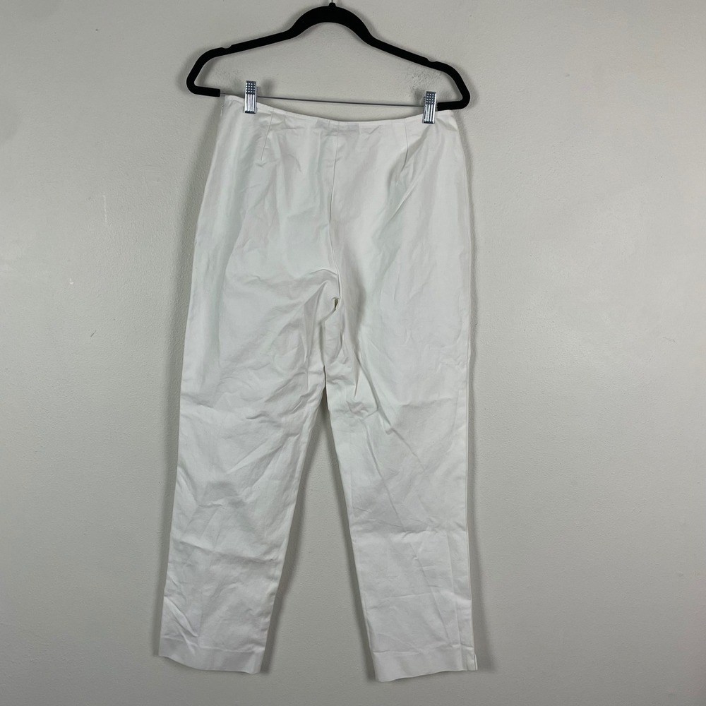 Lafayette 148 New York White Cotton Blend Cropped Pants 12 Career Minimalist - Picture 6 of 8
